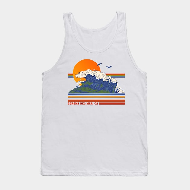 Retro Corona Del Mar CA 70s Style Tourist Souvenir Tank Top by darklordpug